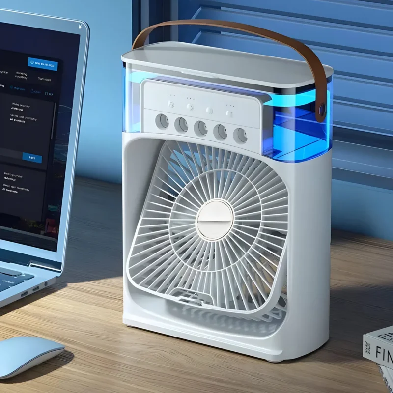 Tragbarer 3-in-1 AirCooler mit Ventilator, Klimaanlage und Luftbefeuchter - Energieeffizient, 7-farbiges LED-Licht | Karnz
