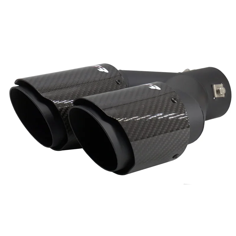 Simoni Racing, Rørhale, Dobbelthøjre Rund/Skrående Sort & Carbon, Ø89xL245-260mm