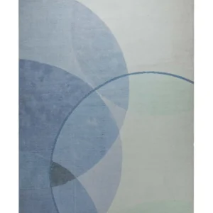 Spring Jacquard Teppich Baumwolle Kreise blau mint 160x230 cm – Gesamtansicht freigestellt