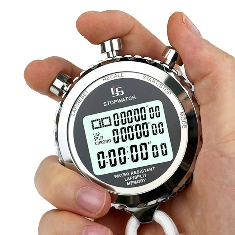 Brehn | YS Metall Stoppuhr 3 Reihen Anzeige Lauftraining Elektronische Timer, Stil: YS-5100 100 Speicher