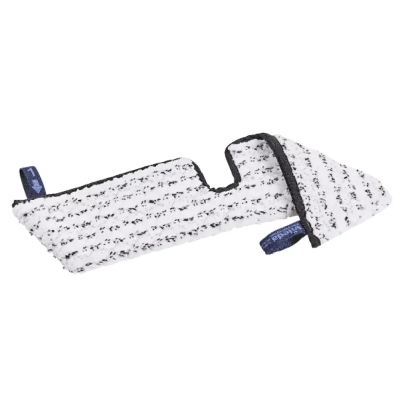 Der Vileda Professional Swep Duo HygienePlus Mop von Vileda GmbH ist ein weiß-schwarz strukturiertes Reinigungspad in rechteckiger Form mit einer Kerbe und zwei blauen Aufreißlaschen, das für optimale Leistung und effektive Reinigungsergebnisse bei jeder Anwendung sorgt.