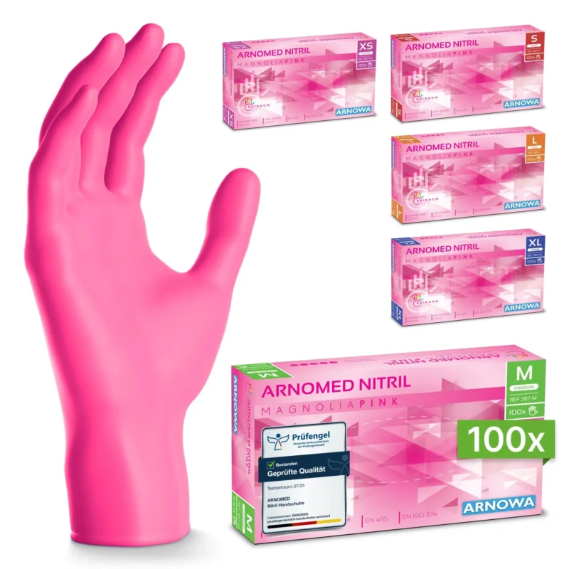 ARNOMED Einweghandschuhe Nitril Pink (Magnolia Pink)