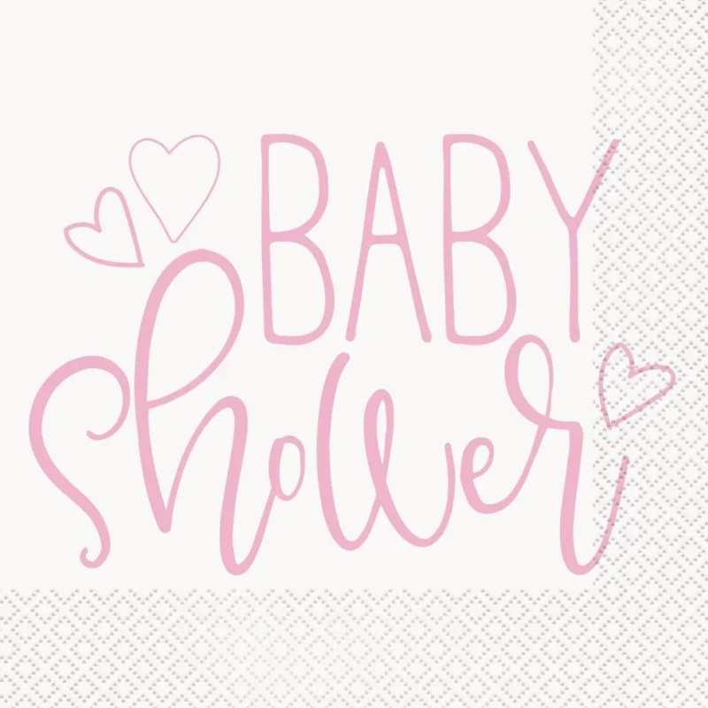 Babyshower Servetten Roze 16st van Unique koop je bij Partywinkel