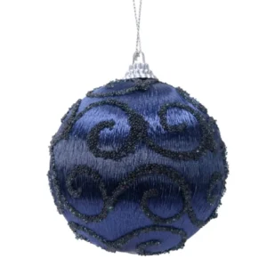 Boule pour sapin bleu nuit à sequins