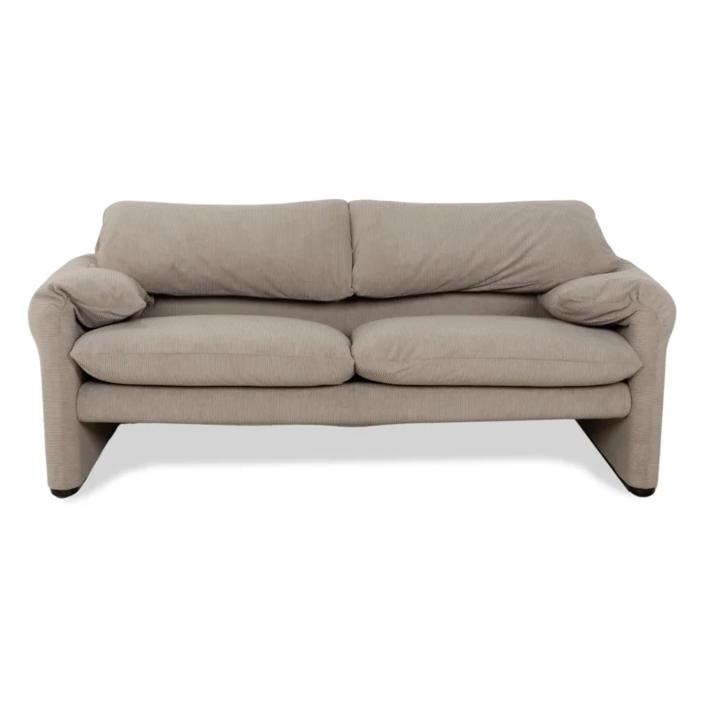 Cassina Maralunga Zweisitzer Sofa Grau Stoff Couch Neubezug