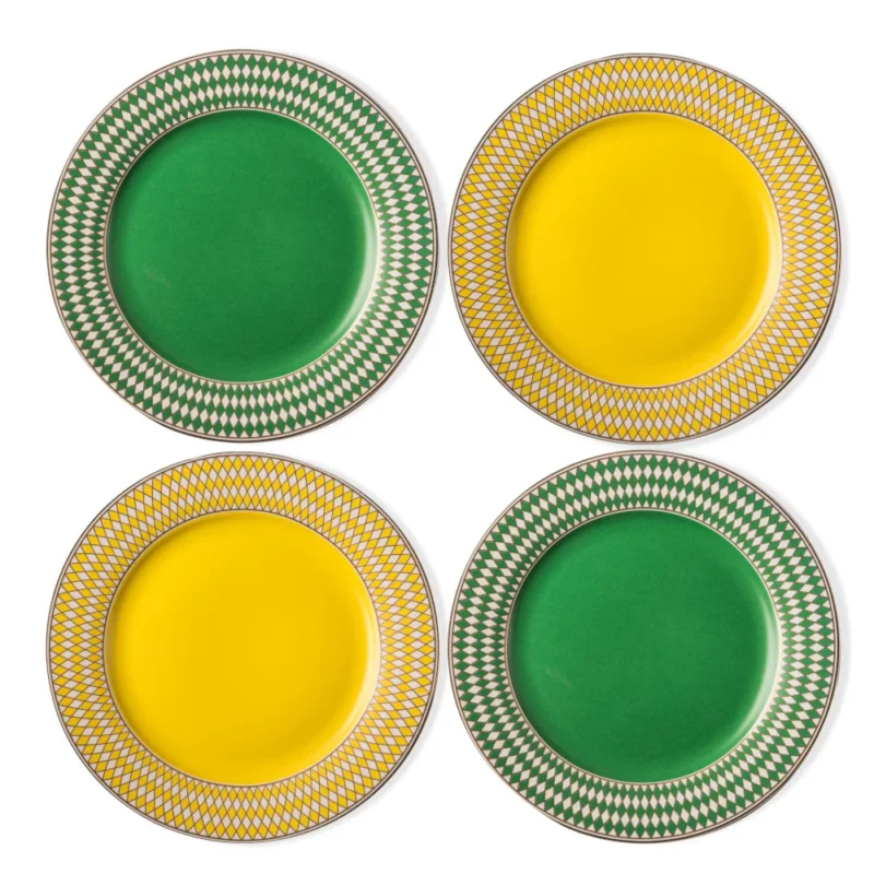Dessertteller-Set CHESS 4teilig grün, gelb Ø19,3 cm