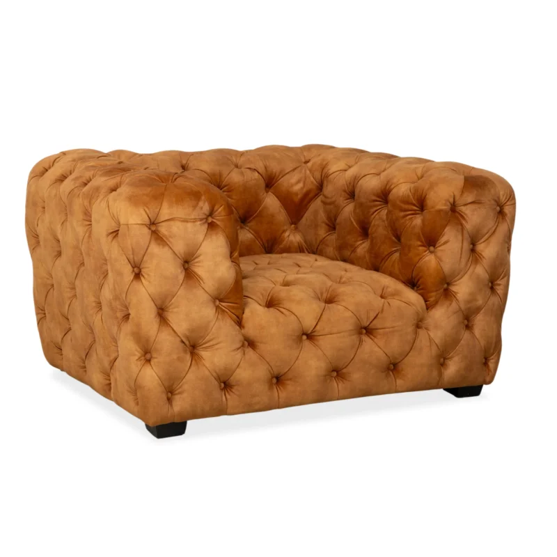Chesterfield Stoff Sessel Gold Gelb Ocker Kare Design