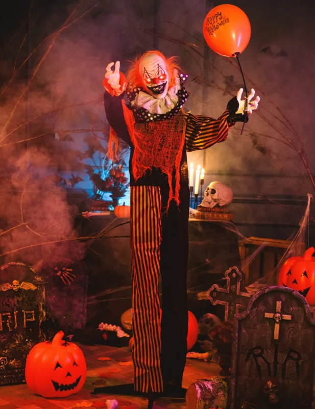 Animierter Clown Halloween-Dekoration 166 cm