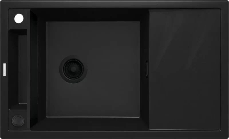 DEANTE Magnetic Granitspülbecken Magnetisch mit Abtropffläche // Nero // ZRM - N113 erhältlich bei Twoda Shop