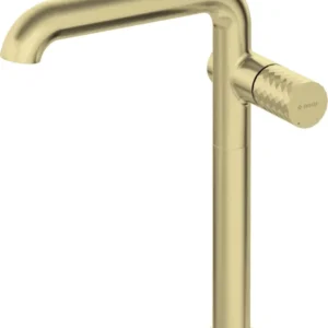 DEANTE Silia Hexa Waschtischarmatur hoch mit seitlichem Hebel // gebürstetes Gold // BHS - R24K erhältlich bei Twoda Shop