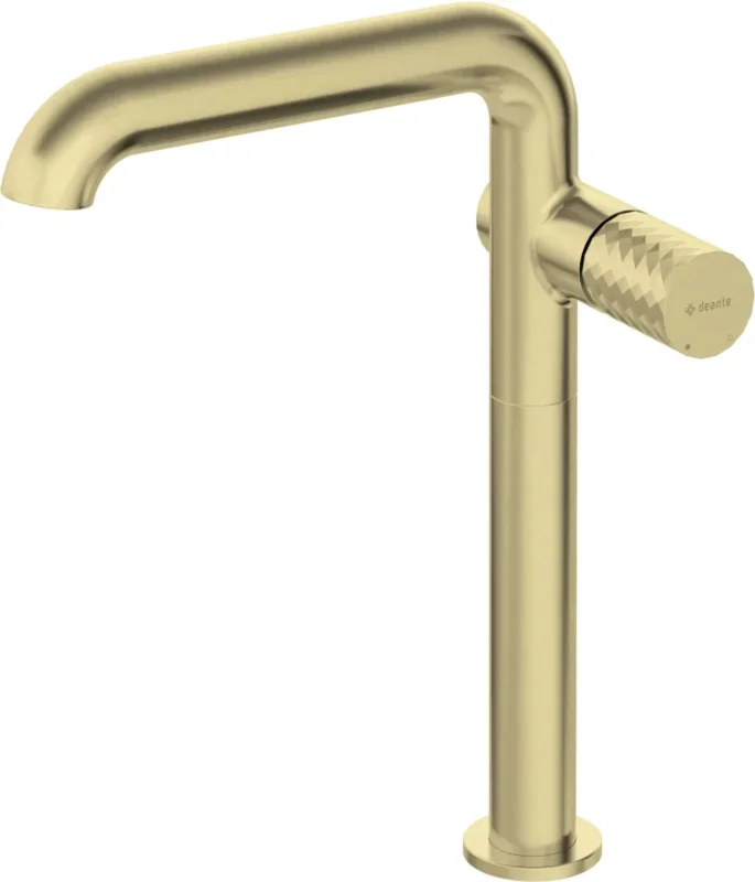 DEANTE Silia Hexa Waschtischarmatur hoch mit seitlichem Hebel // gebürstetes Gold // BHS - R24K erhältlich bei Twoda Shop