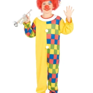 Déguisement clown à carreaux pour garçon jaune et multicolore