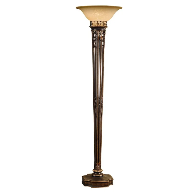 Deckenfluter Opera 1 - flammig - Firenze Gold mit bernsteinfarbenem Schirm - Elsteadlighting - FE - OPERA - TCH