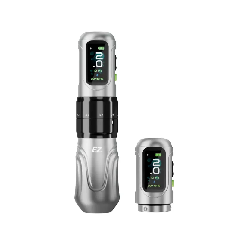 EZ P6 Tattoo Pen Silber – 2.0–4.2 mm Hub, Wireless mit 2 Akku