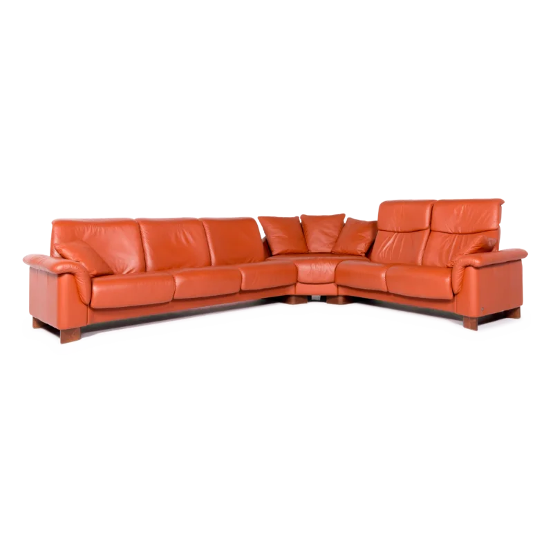 Stressless Eldorado Leder Ecksofa Orange Terrakotta Echtleder Sofa Couch #8655
