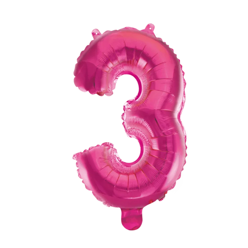 Folie Ballon Cijfer 3 Roze 41cm met Rietje van WeFiesta koop je bij Partywinkel