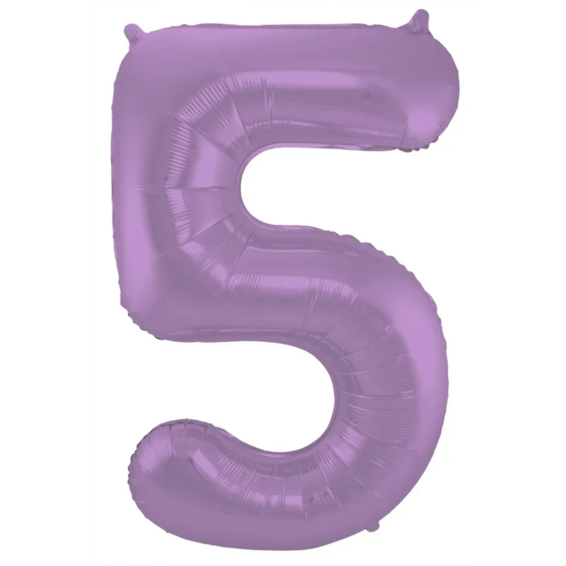Folie Ballon Cijfer 5 Mat Paars XL 86cm leeg van Folat koop je bij Partywinkel