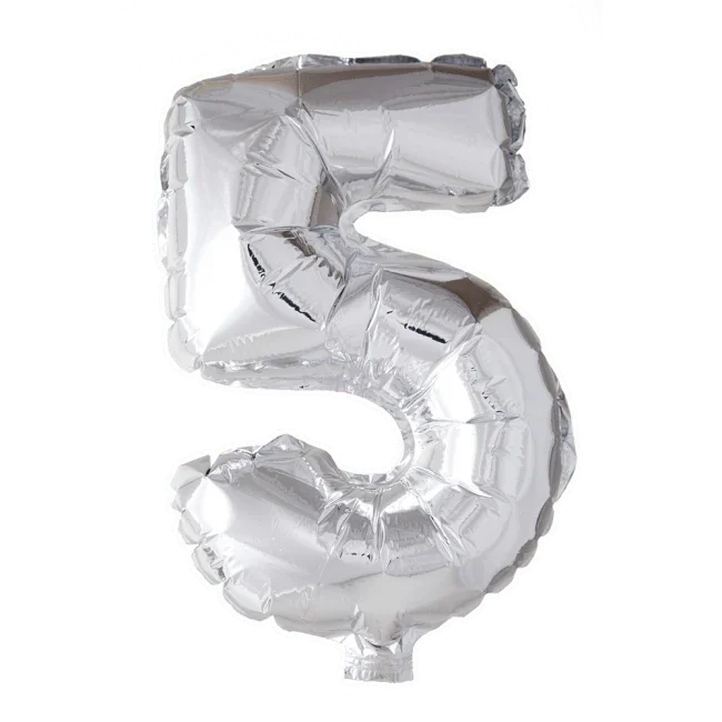 Folie Ballon Cijfer 5 Zilver XL 86cm leeg van WeFiesta koop je bij Partywinkel