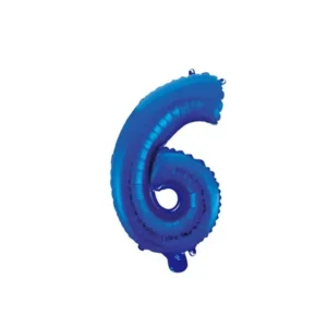 Folie Ballon Cijfer 6 Blauw 41cm met Rietje van WeFiesta koop je bij Partywinkel
