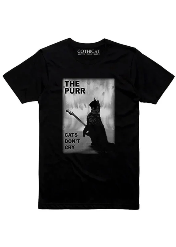 Gothicat The Purr Cats Don't Cry Girly T-Shirt Schwarz