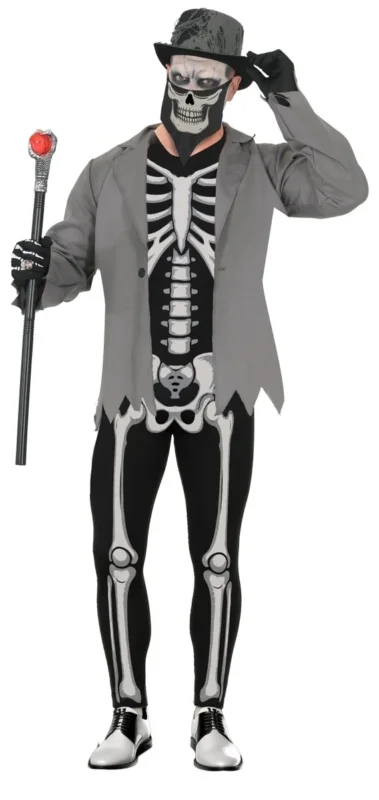 Halloween Kostuum Wit Zwart Heren Skelet 3 delig van Fiestas Guirca koop je bij Partywinkel