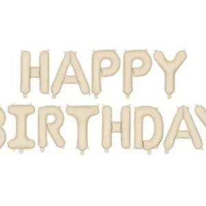 Happy Birthday Letter Ballon Beige 3,4m van Partydeco koop je bij Partywinkel
