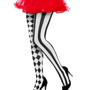 Schwarz-weiße Harlekin Strumpfhose