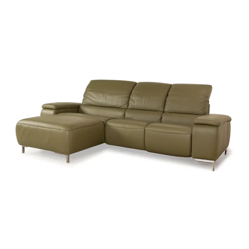 Himolla Pado Leder Ecksofa Grün Recamiere Links Sofa Couch elektronische Funktion