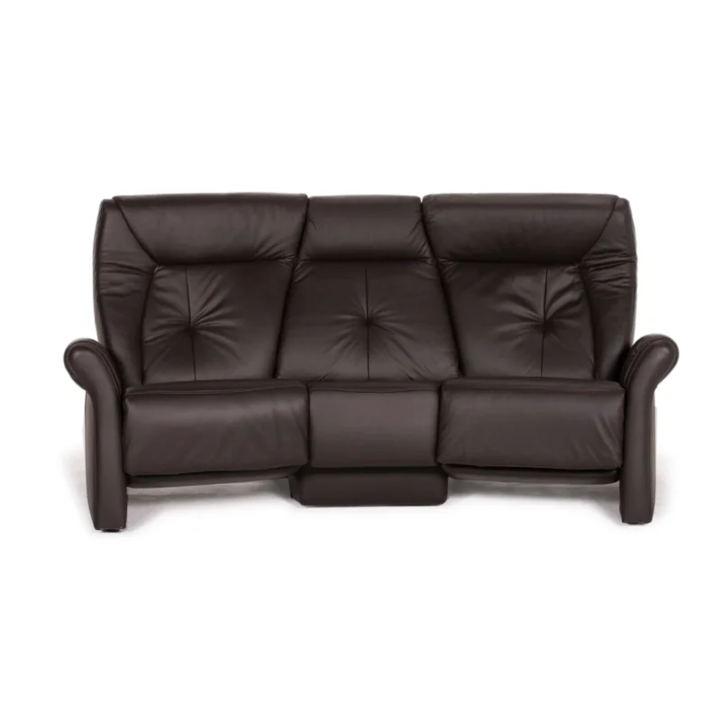 Himolla Trapez Leder Sofa Dunkelbraun Dreisitzer Heimkino Relaxfunktion #15358