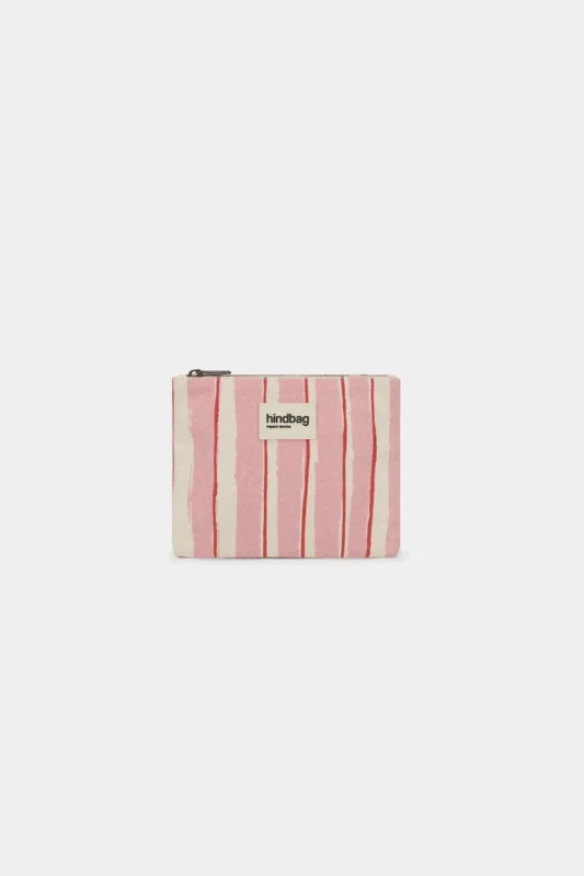 Hindbag - LOU Etuis/Mäppchen • Breite Streifen Rosa/Rot - ROSA ECK