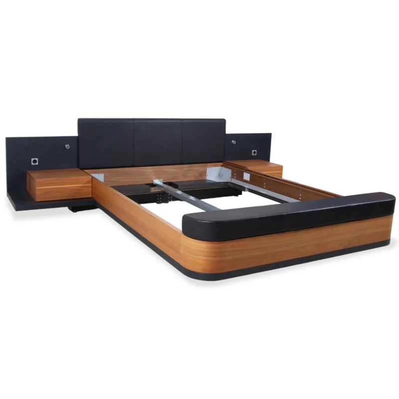 Hülsta Mioletto Holz Bett Braun Schwarz Leder