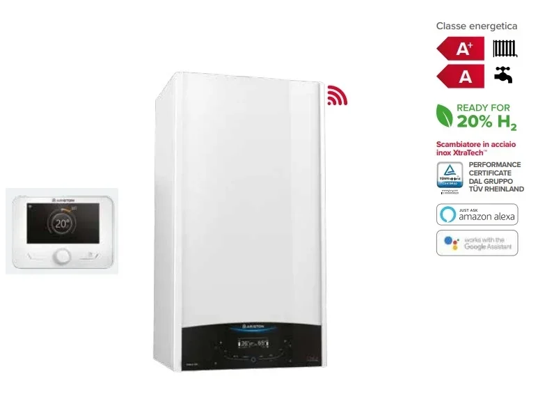 caldaia ariston a condensazione genus one_ net 35 kw low nox metano o gpl con kit fumi omaggio sensys hd di serie wi fi alexa e google home novita