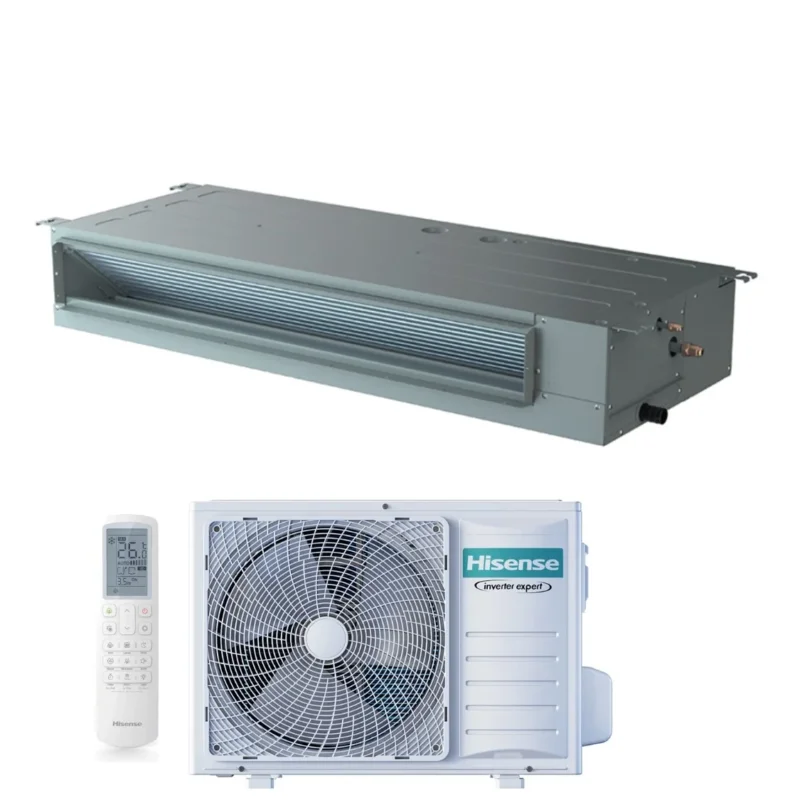 climatizzatore condizionatore hisense inverter canalizzato canalizzabile serie turbo 18000 btu adt52ux4rcl8 _ auw52u4rj8 r 32 wi fi optional classe a__ a__ con telecomando e comando cablato di serie