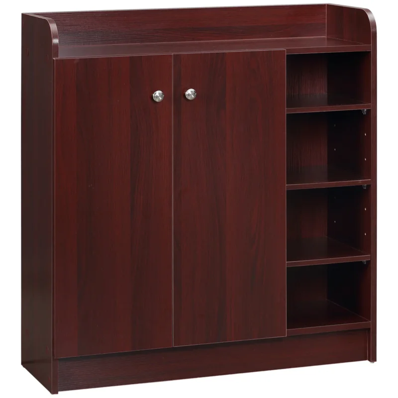 easycomfort easycomfort armadio scarpiera moderno e salvaspazio in legno per 12 paia con 4 ripiani aperti 83x30x90 cm color caffe