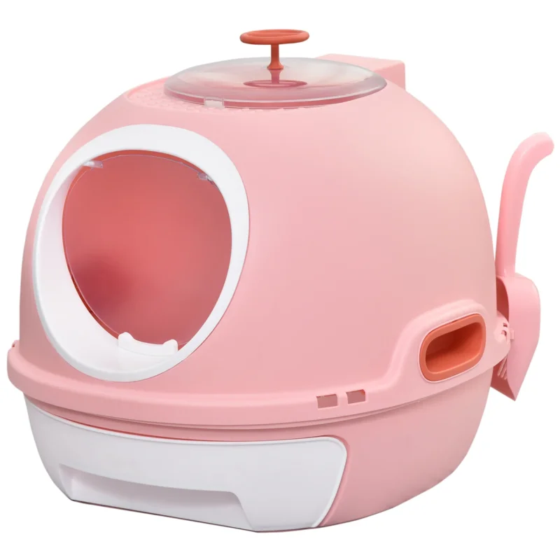 easycomfort easycomfort lettiera per gatti chiusa con vassoio estraibile 2 ingressi e paletta 47x55x44 cm rosa