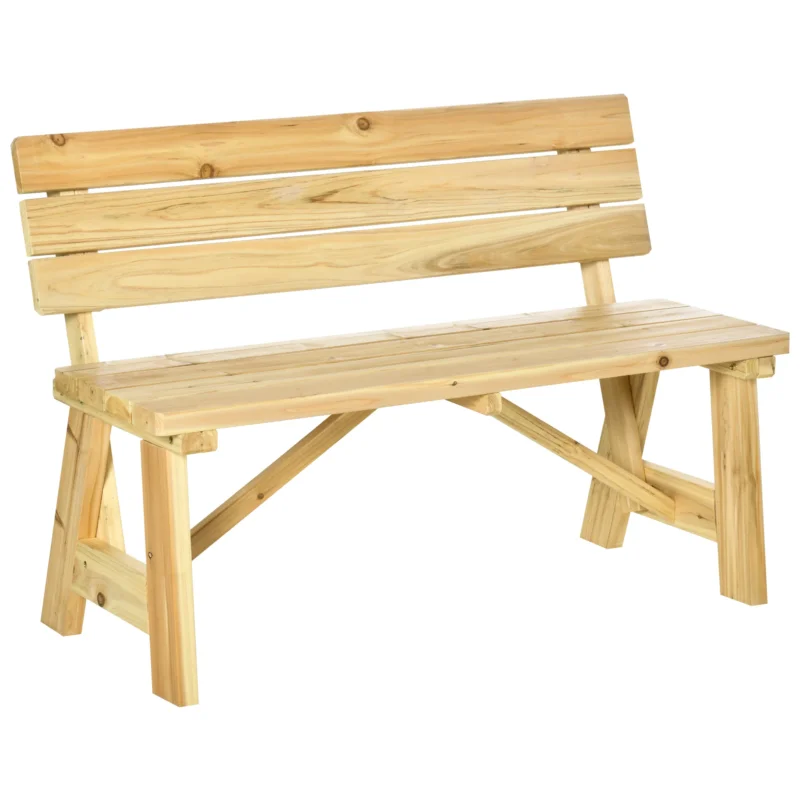 easycomfort easycomfort panchina da giardino in legno 2 posti a doghe con schienale alto 116x56x80cm colore naturale
