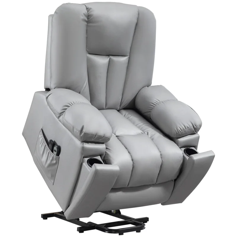 easycomfort easycomfort poltrona alzapersona reclinabile con 8 punti massaggianti e telecomando in microfibra 94x96x106 cm grigio