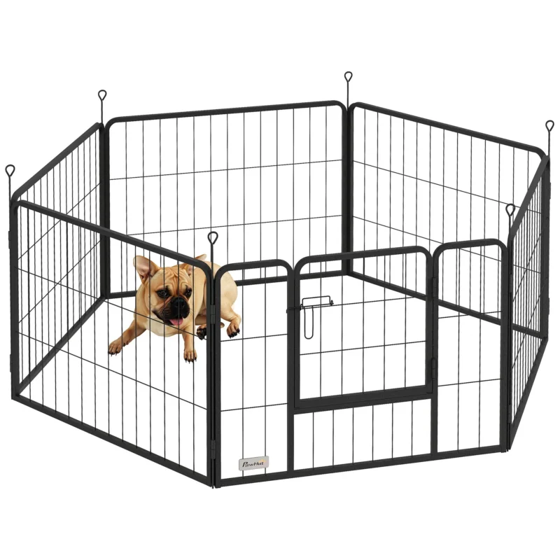 easycomfort easycomfort recinto per cani a 6 pannelli modulabili da 80x1 5x60 cm in acciaio nero con porta di ingresso