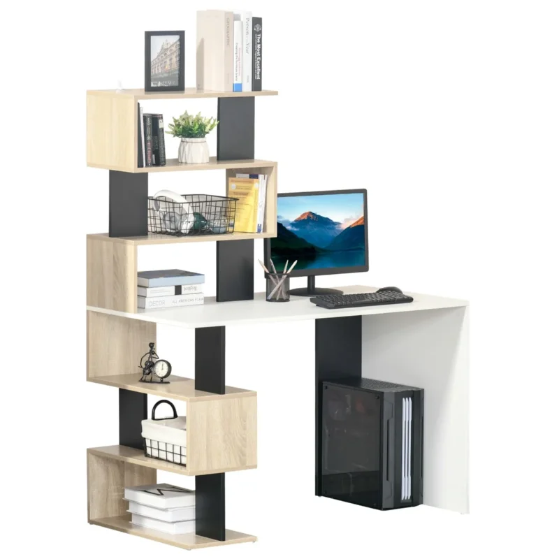 easycomfort easycomfort scrivania con libreria per camera scrivania ufficio scrivania porta pc in legno multicolore 120x60x148cm