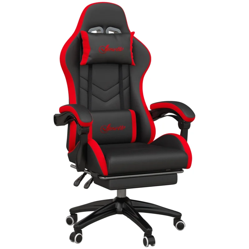 easycomfort easycomfort sedia da gaming con altezza regolabile e schienale reclinabile 65x65x121 129 cm nero e rosso