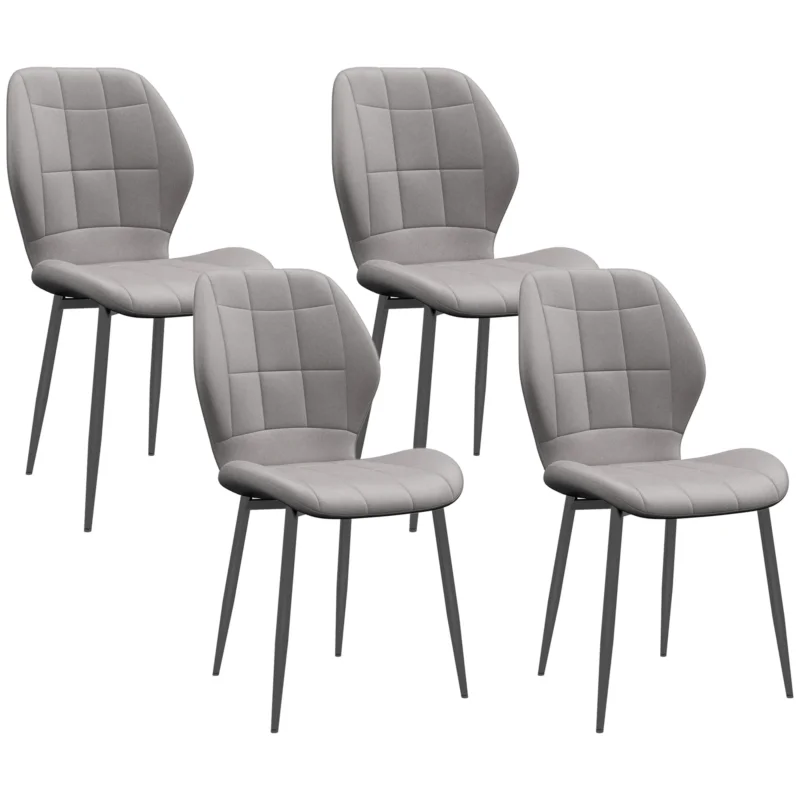 easycomfort easycomfort set di 4 sedie da pranzo moderne per cucina e soggiorno con rivestimento in flanella grigio