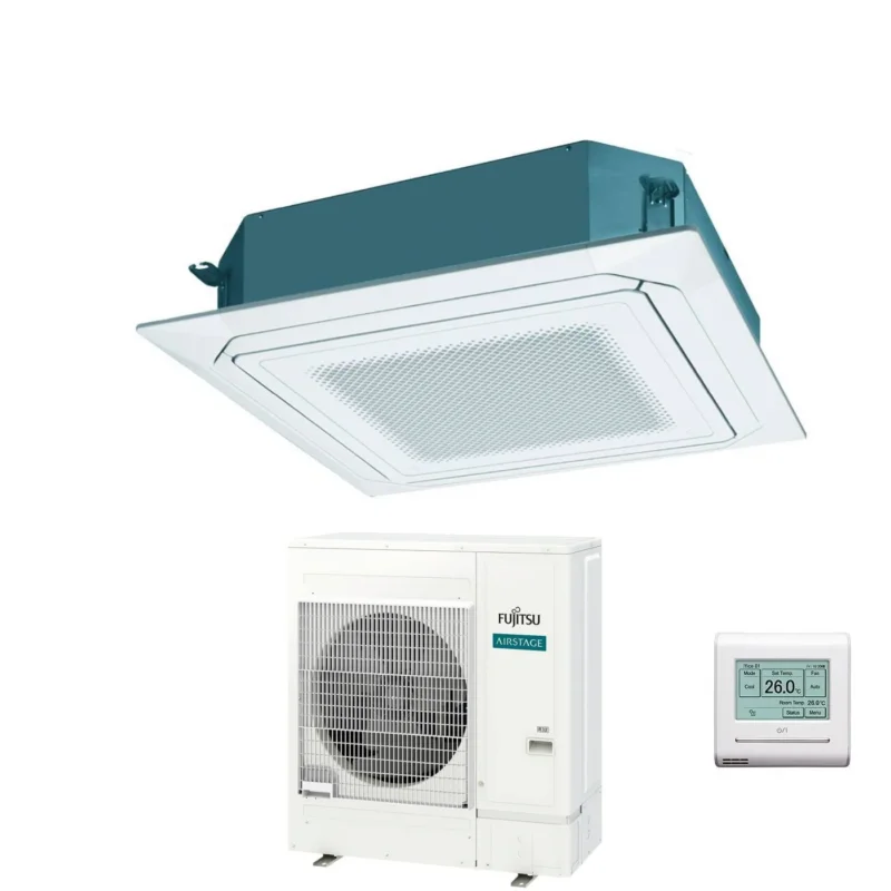 fujitsu condizionatore a cassetta fujitsu kr circular flow white 54000 btu auxg54krlb trifase r 32 wi fi optional con griglia e filocomando