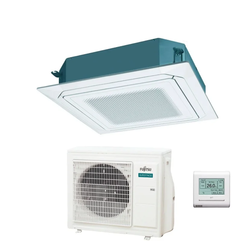 fujitsu condizionatore a cassetta fujitsu kr eco circular flow white 24000 btu auxg24krlb r 32 wi fi optional con griglia e filocomando