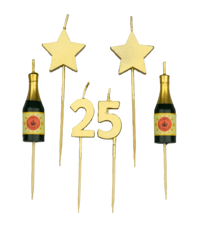 Kaarsjes 25 Jaar Champagne 17,5cm van Paper Dreams koop je bij Partywinkel