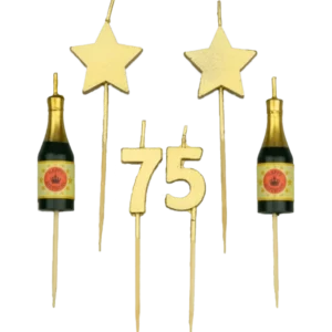 Kaarsjes 75 Jaar Champagne 17,5cm van Paper Dreams koop je bij Partywinkel
