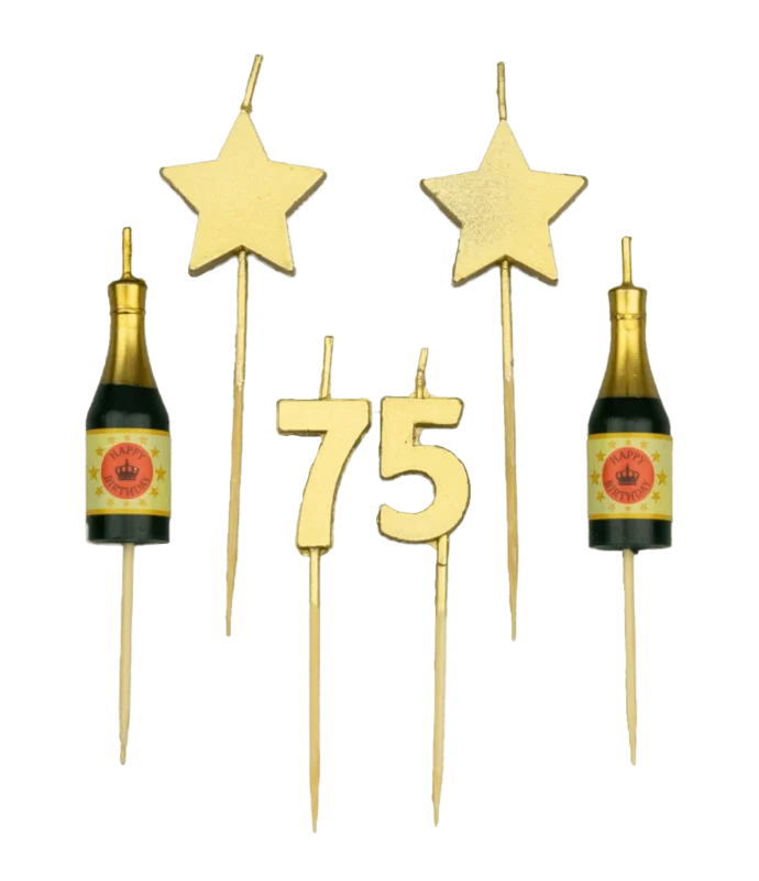 Kaarsjes 75 Jaar Champagne 17,5cm van Paper Dreams koop je bij Partywinkel