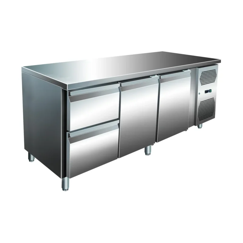 VIP Kühltisch mit 1x 2 Schubladen und 2 Türen -2 bis +8°C 1.795x600x860 mm von A & S Gastro – Kühltische für die Gastronomie