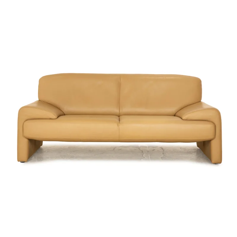 Laauser Leder Zweisitzer Beige Sofa Couch