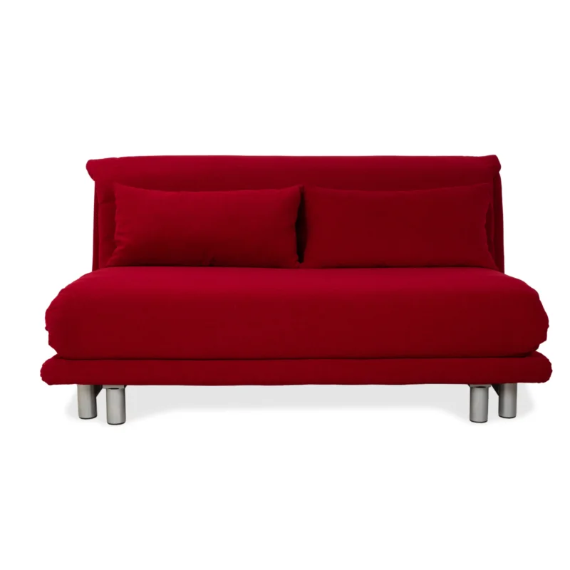 Ligne Roset Multy Dreisitzer Stoff Rot Silber manuelle Schlaffunktion Schlafsofa Couch Neubezug