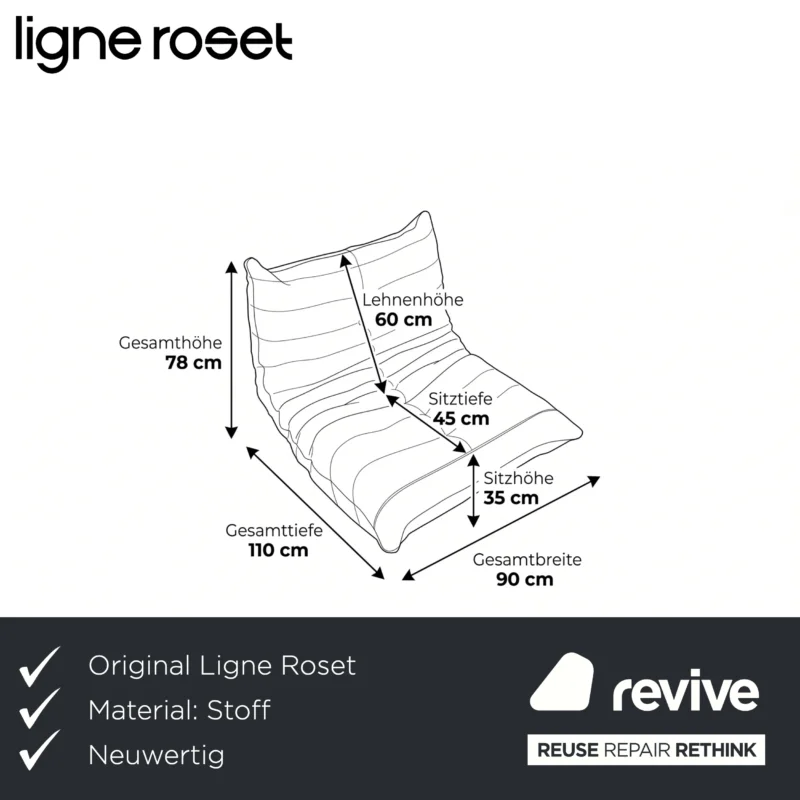 Ligne Roset Togo Sessel Stoff Rot Bordeaux Neubezug